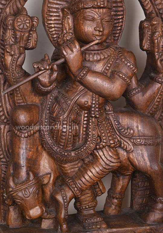 Lord Krishna Standing wooden Sculpture