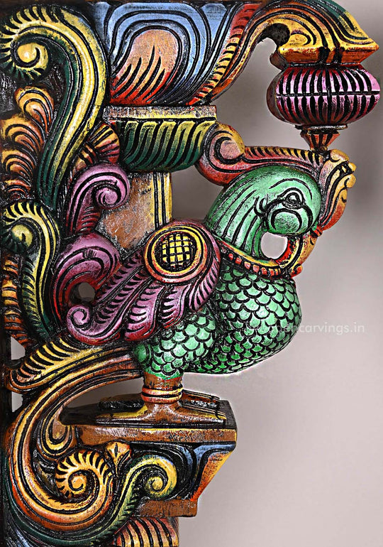 For Gifting and Home Decoration Purpose Realistic Green Coloured Hooks Fixed Wooden Wall Brackets 23"