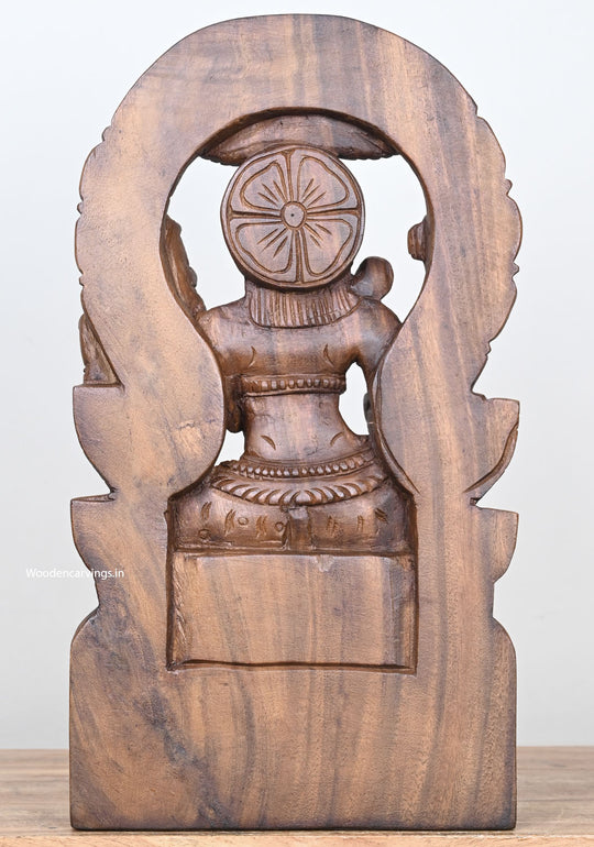 Wooden Lord Mahadev & Goddess Parvathi Kirthimukh Sculpture 18"