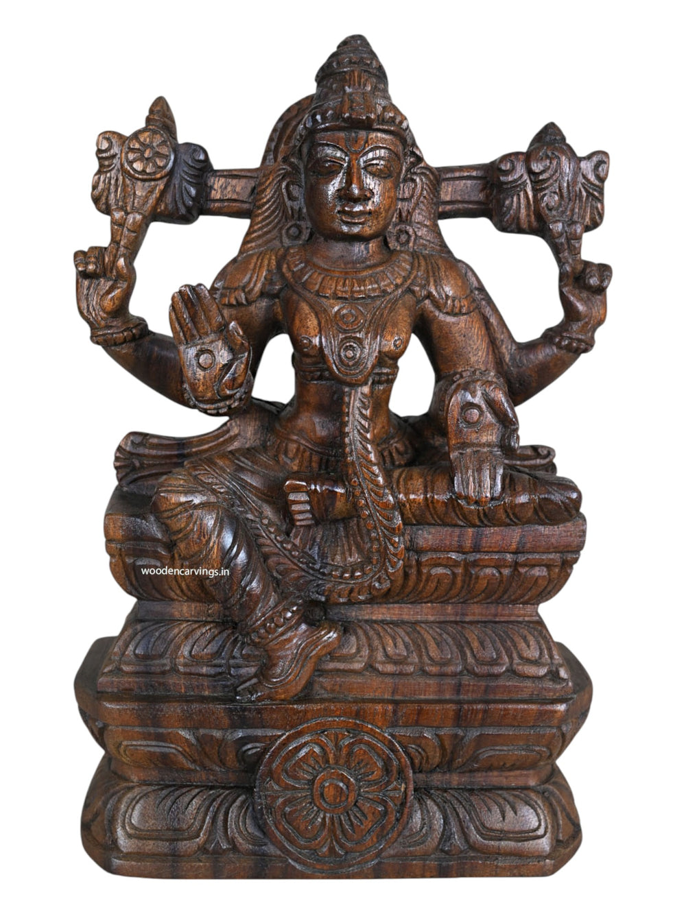 Wood Blessing Lord Vishnu Light Weight Sculpture 12"