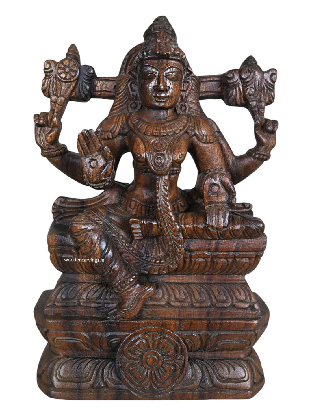 Wood Blessing Lord Vishnu Light Weight Sculpture 12"