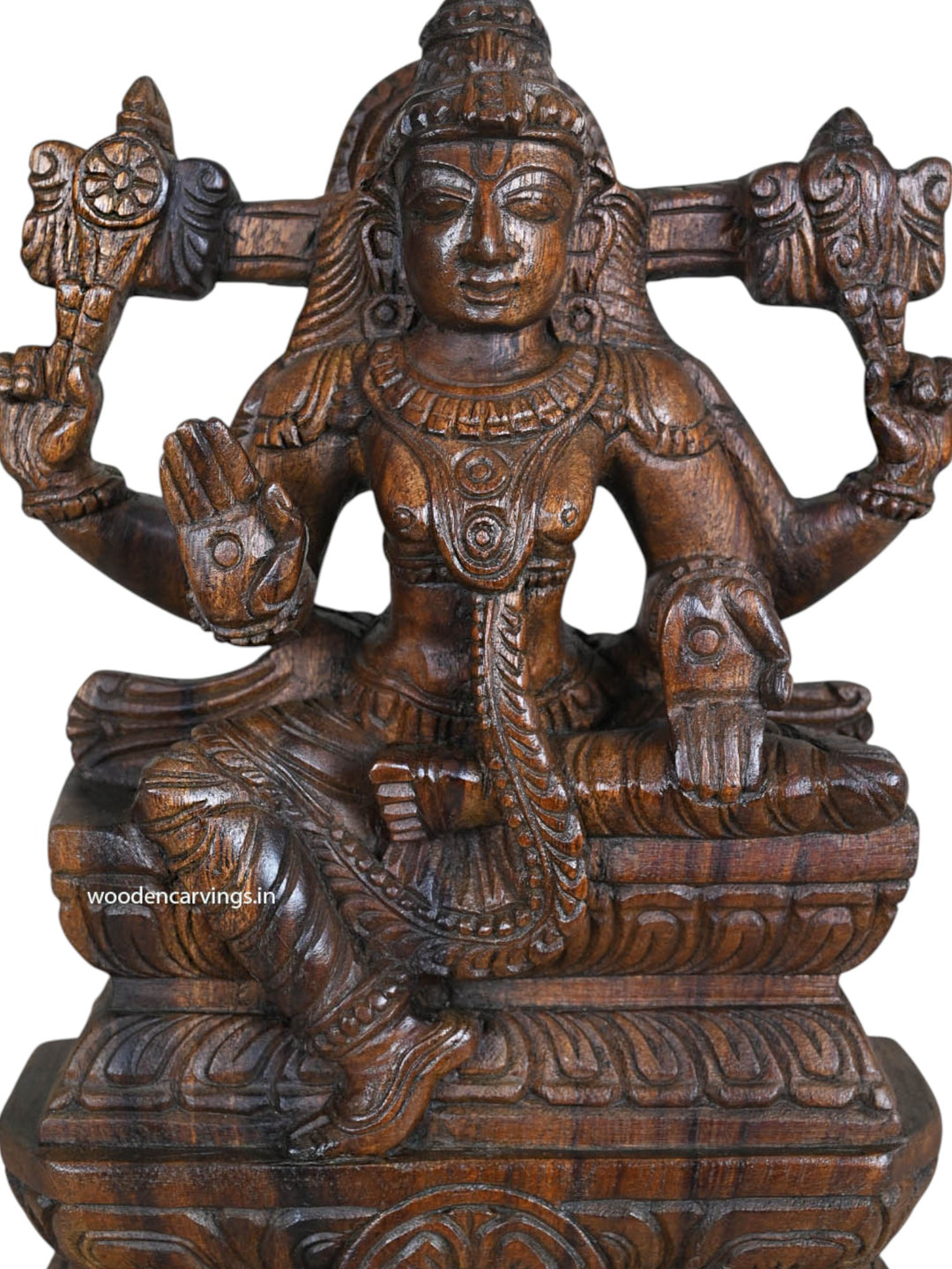 Wood Blessing Lord Vishnu Light Weight Sculpture 12"