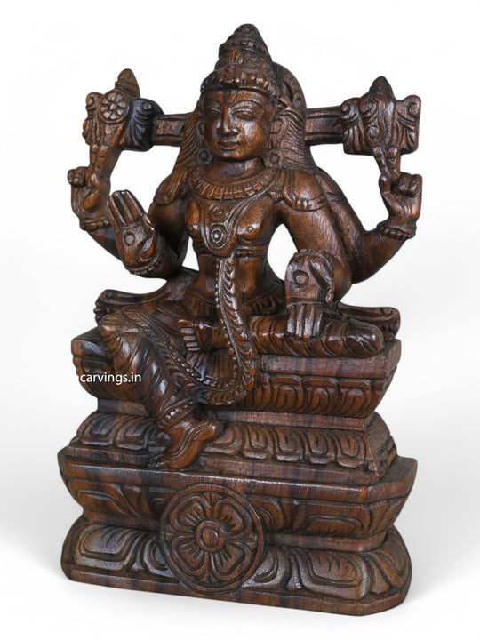 Wood Blessing Lord Vishnu Light Weight Sculpture 12"