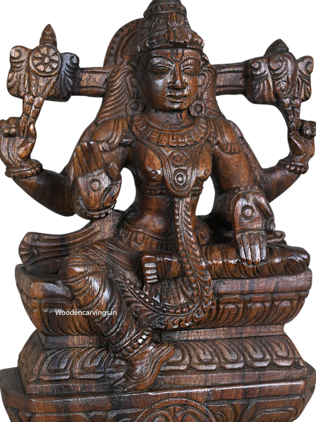 Wood Blessing Lord Vishnu Light Weight Sculpture 12"
