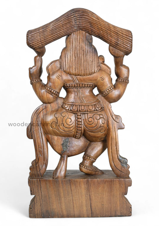Wood Blessing Lord Shiva Standing Sculpture 24"