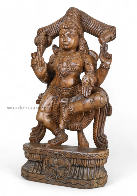 Wood Blessing Lord Shiva Standing Sculpture 24"