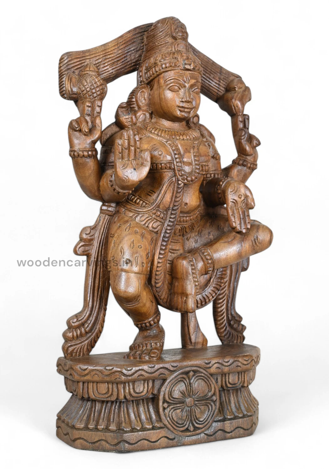 Wood Blessing Lord Shiva Standing Sculpture 24"