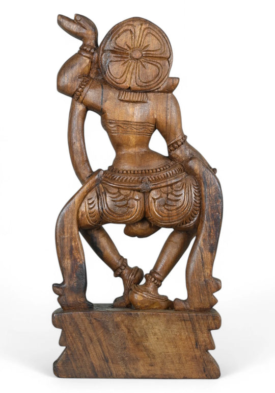 Ethereal Dancing Apsara Goddess – 18" Wooden Carving