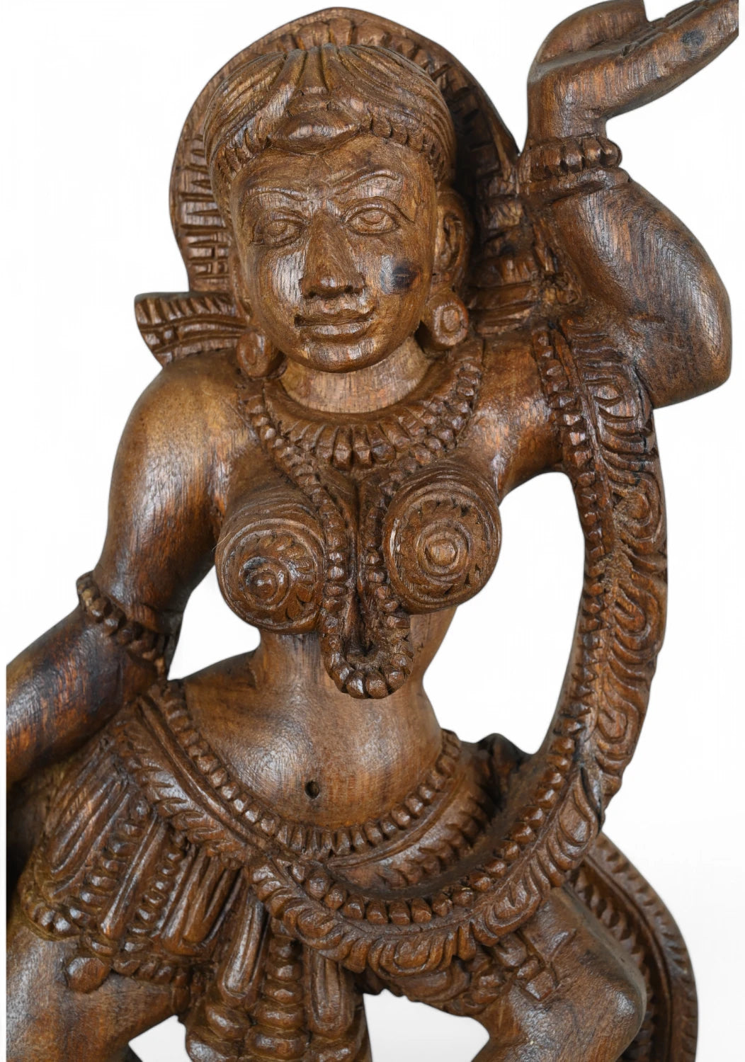 Ethereal Dancing Apsara Goddess – 18" Wooden Carving