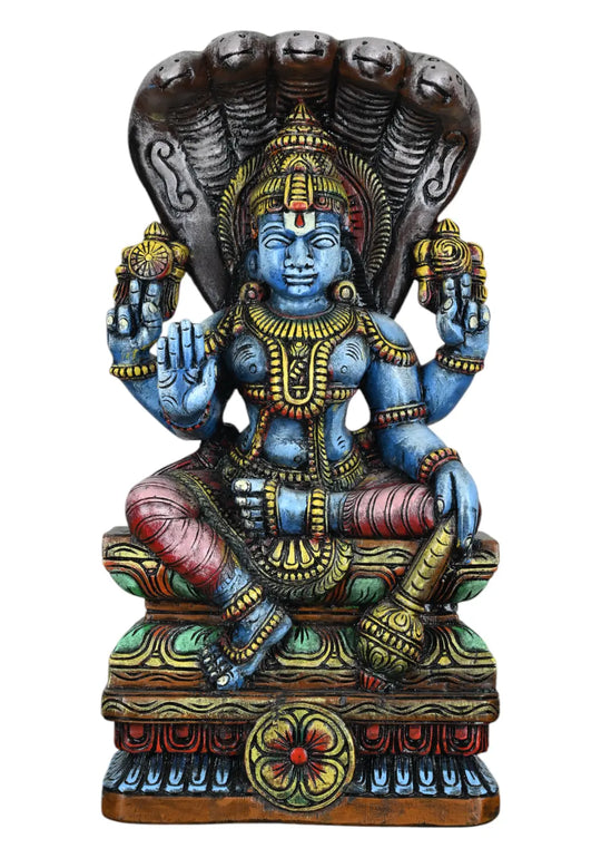 Lord Vishnu Seated on Adisesha with Holding Gada 24"