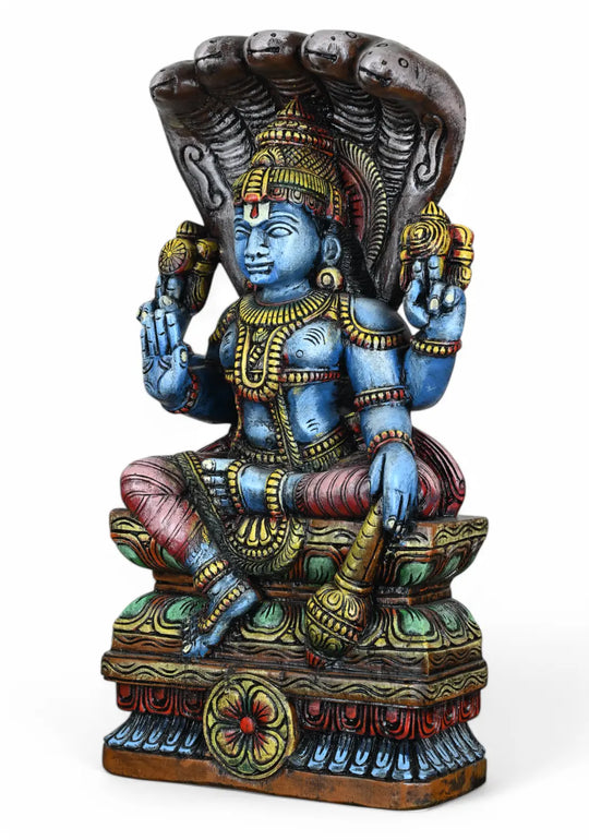 Lord Vishnu Seated on Adisesha with Holding Gada 24"