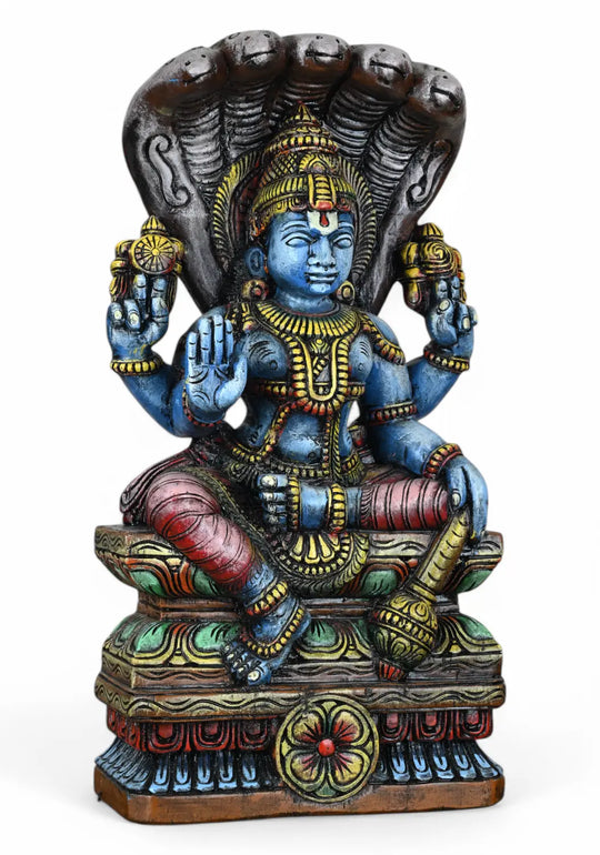 Lord Vishnu Seated on Adisesha with Holding Gada 24"