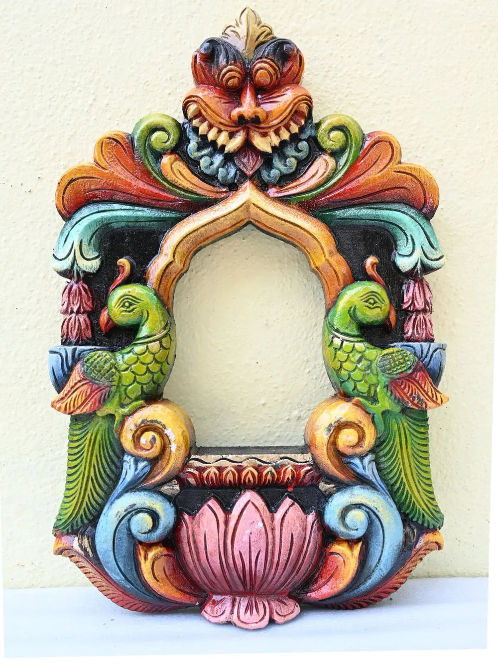 Traditional Lotus Lamp Stand wooden Wall Art