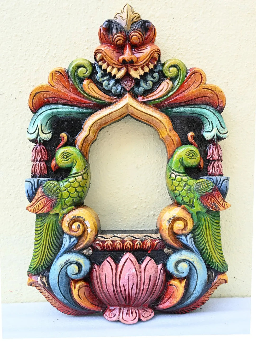 Traditional Lotus Lamp Stand wooden Wall Art