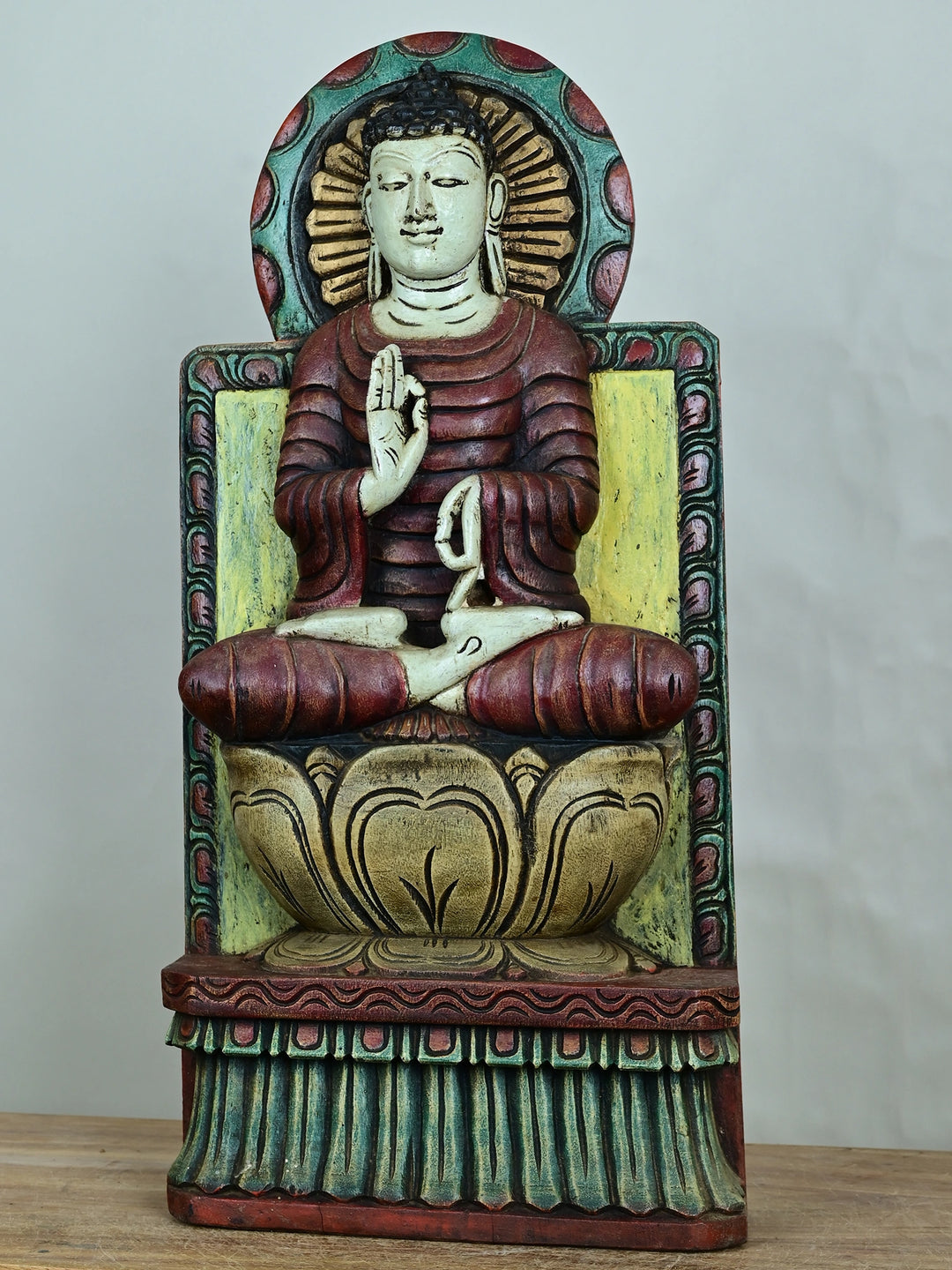 Wooden Seated Buddha in Padmasana on Lotus-24"