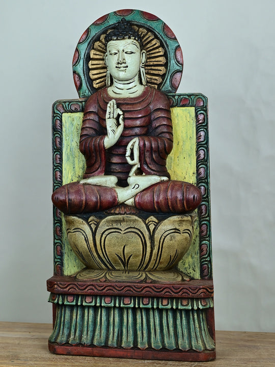 Wooden Seated Buddha in Padmasana on Lotus-24"