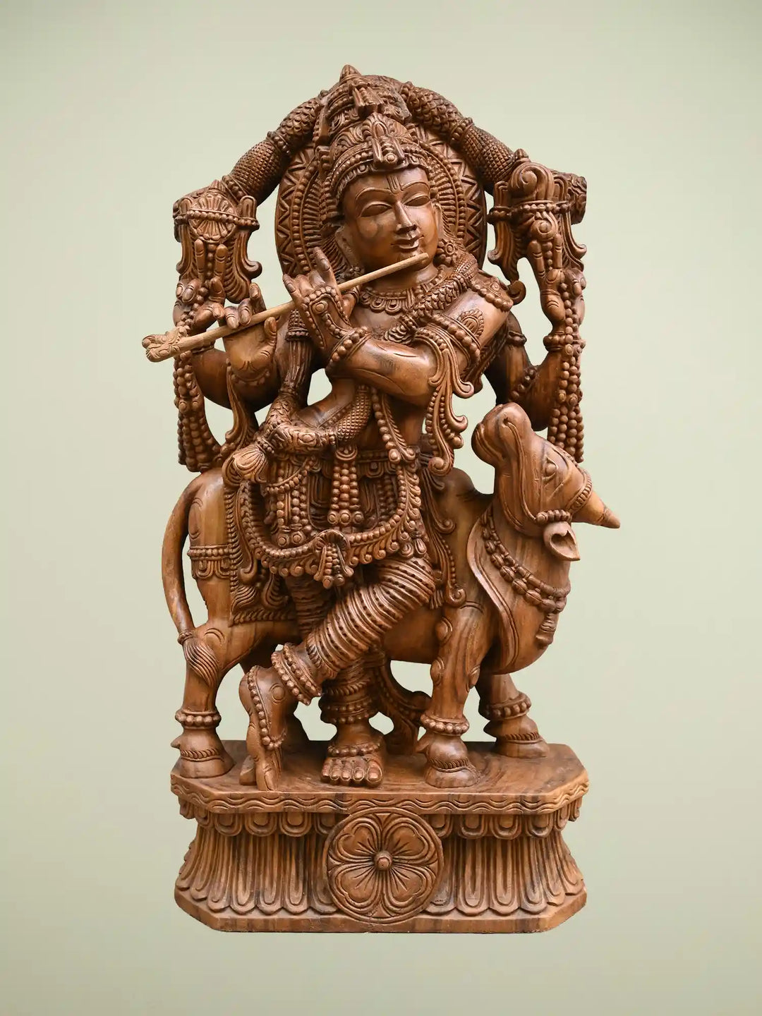 Wooden Lord Krishna statue