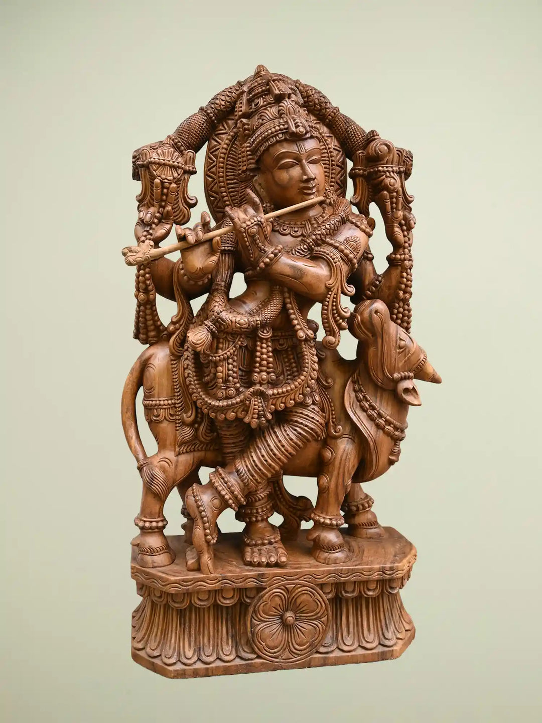 Wooden Lord Krishna statue