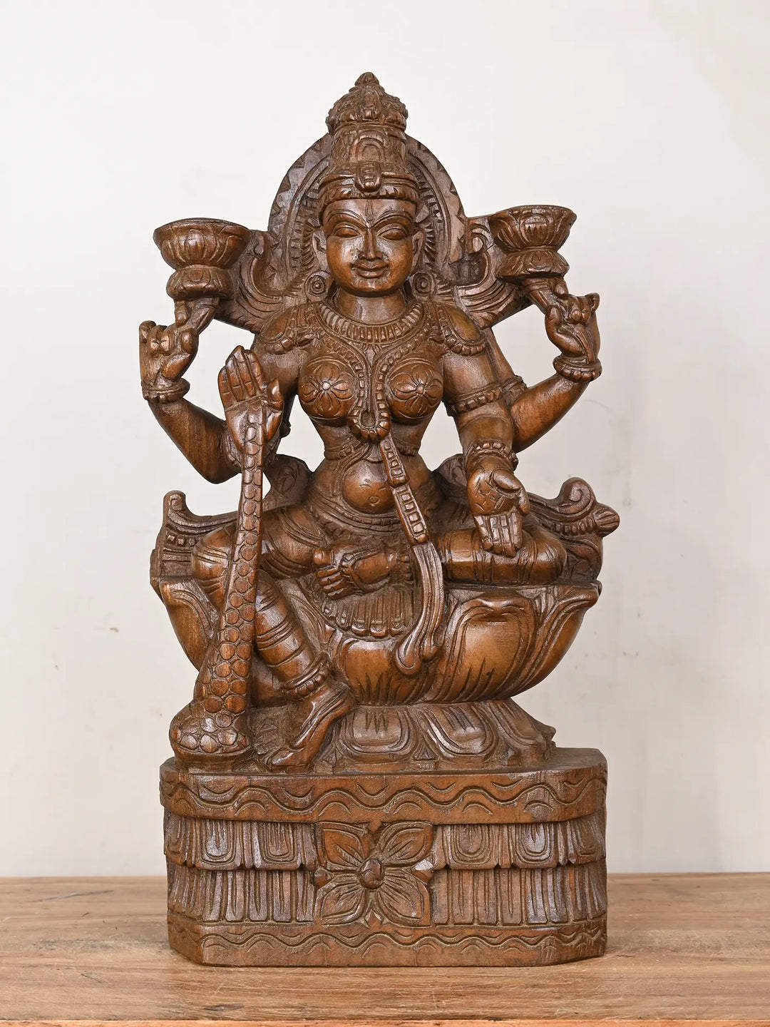 Teakwood Goddess Lakshmi statue