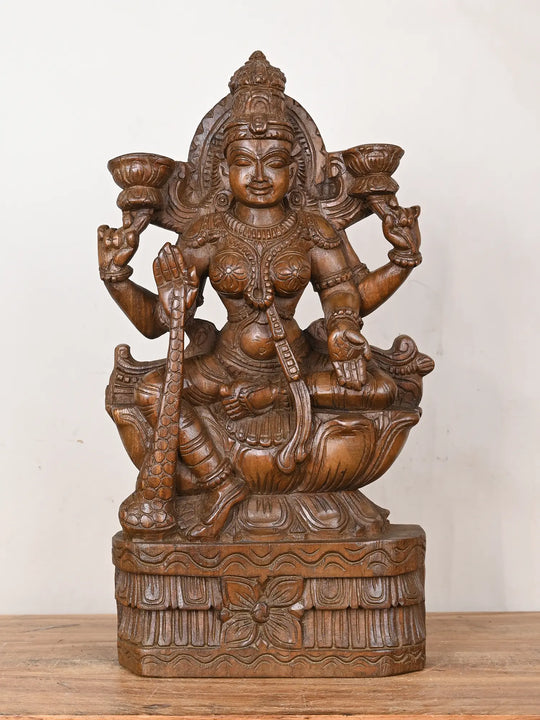 Teakwood Goddess Lakshmi statue