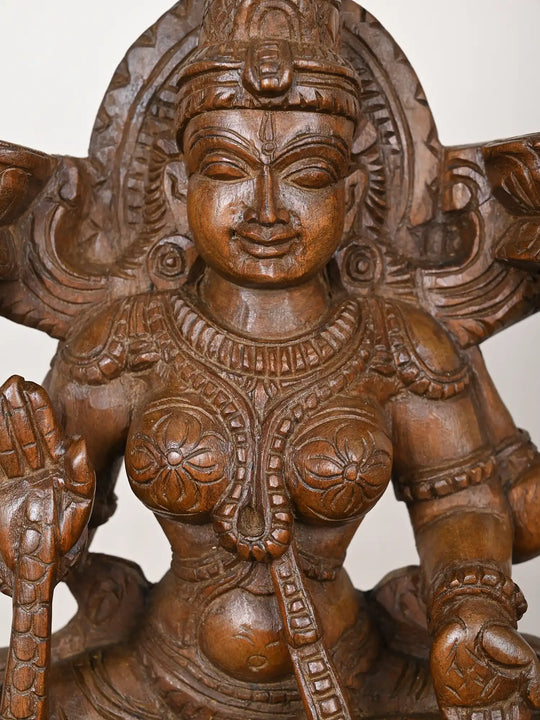 Teakwood Goddess Mahalakshmi Statue 18"