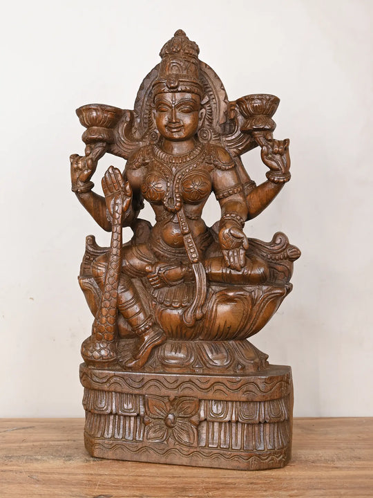 Teakwood Goddess Lakshmi statue