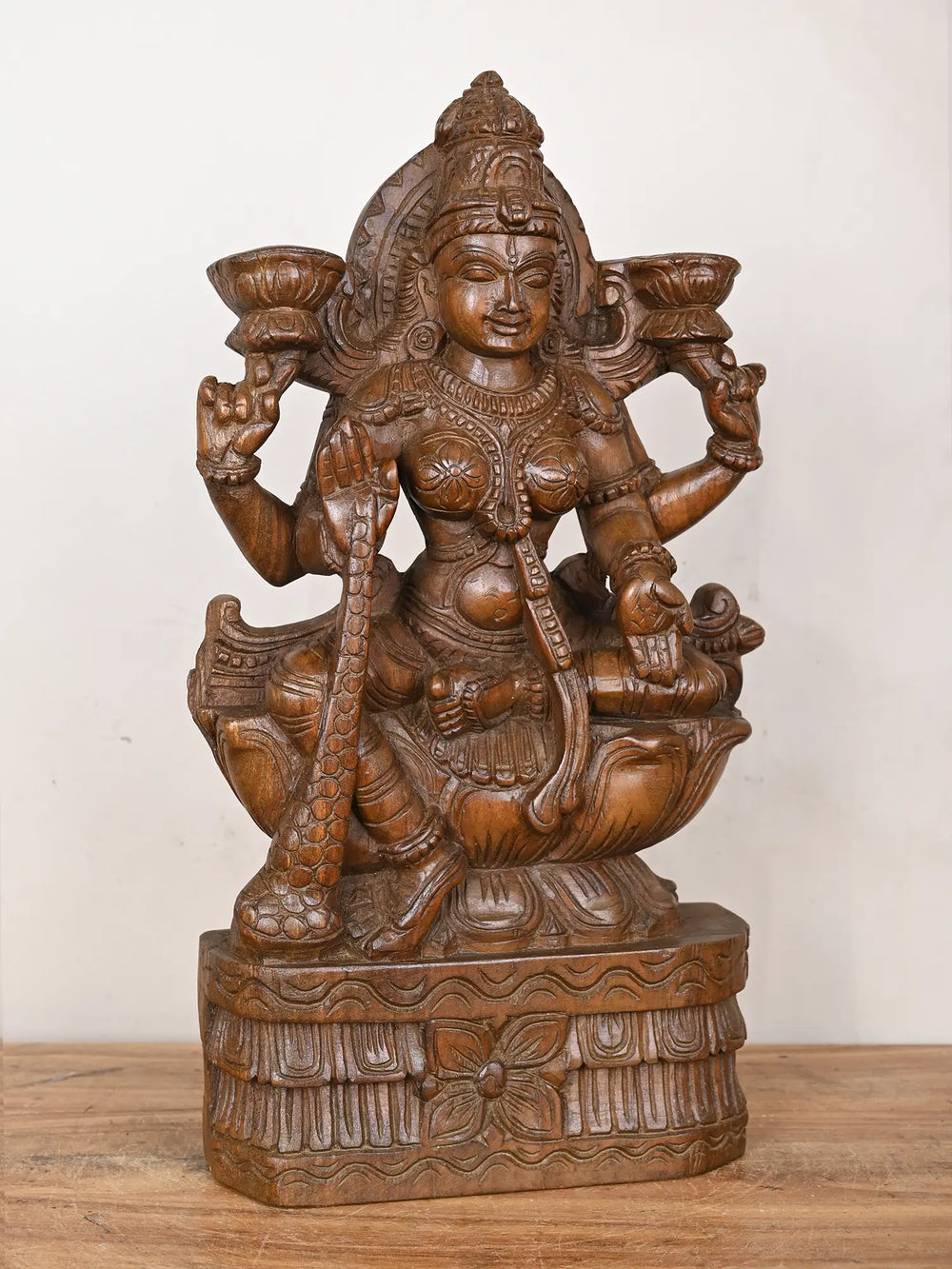 Teakwood Goddess Lakshmi statue