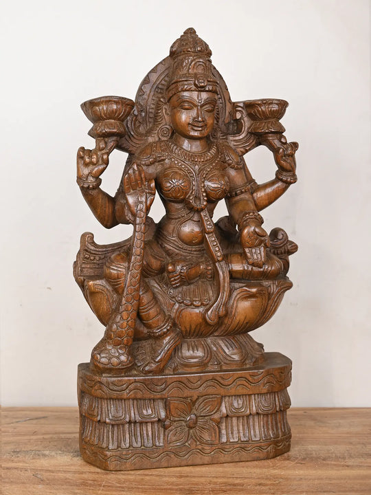 Teakwood Goddess Lakshmi statue