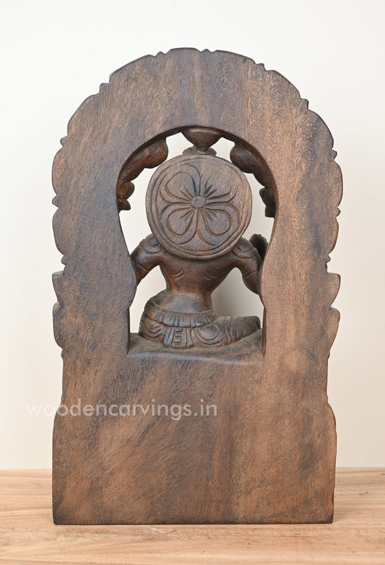 Graceful MahaLakshmi Arch - Parrot Motif Wooden Wall Hanging, 15"