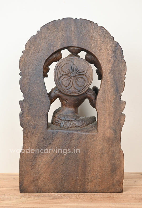 Graceful MahaLakshmi Arch - Parrot Motif Wooden Wall Hanging, 15"