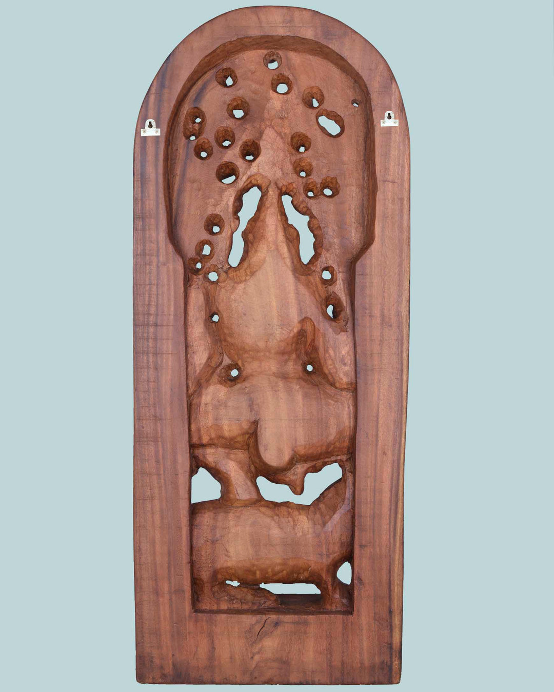 Dancing Ganesha on Rat Jali Wooden Wall Mount – 36" Handcrafted Sculpture