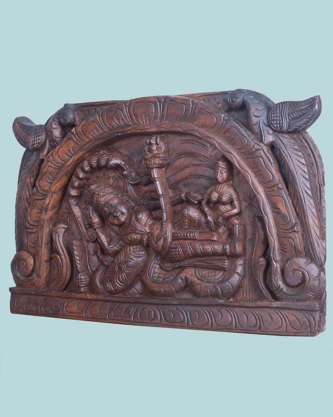 Arch Reclining Ranganathar Wooden Panel – Serpent Design | 24"