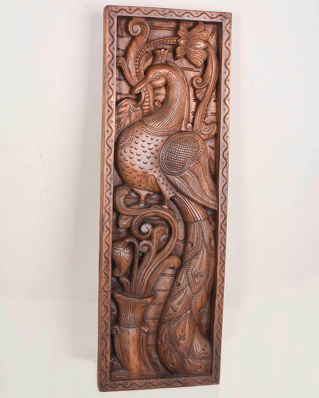 Standing on Tree Preety Peacock Vertical Wall Mount 36"