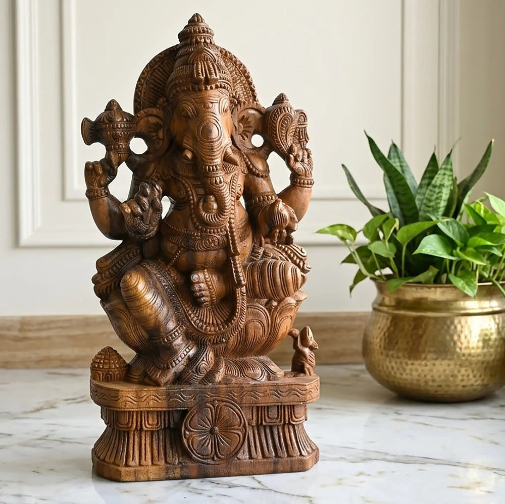 Decorative Ganesh Idol – Handcrafted Wooden Gift Item Online 24"