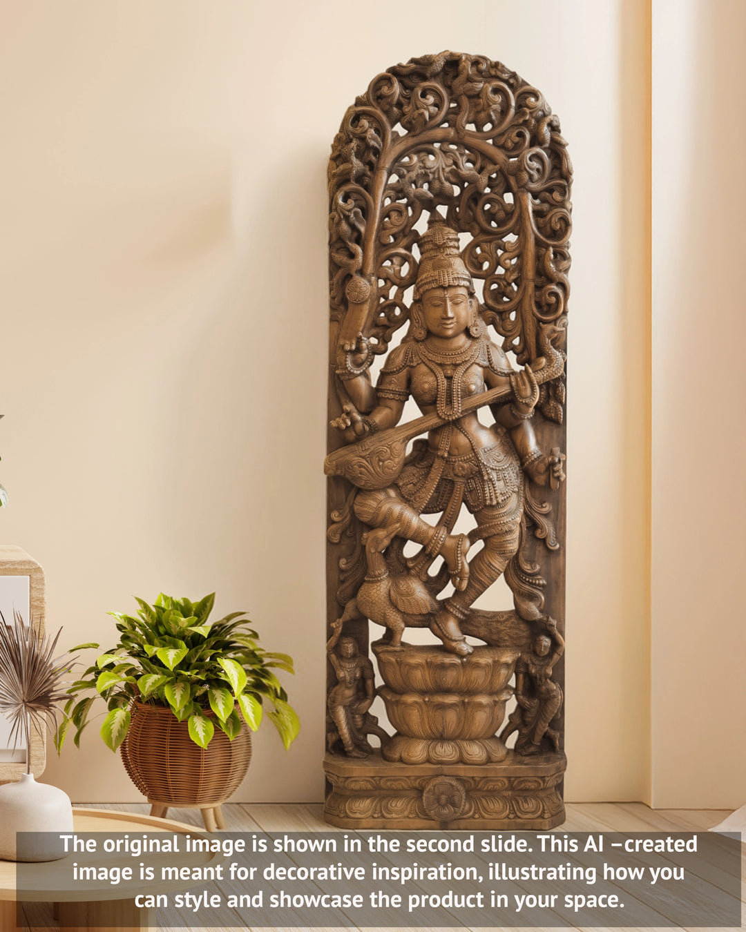 Majestic Goddess Dancing Saraswathi in Jali Design 72"