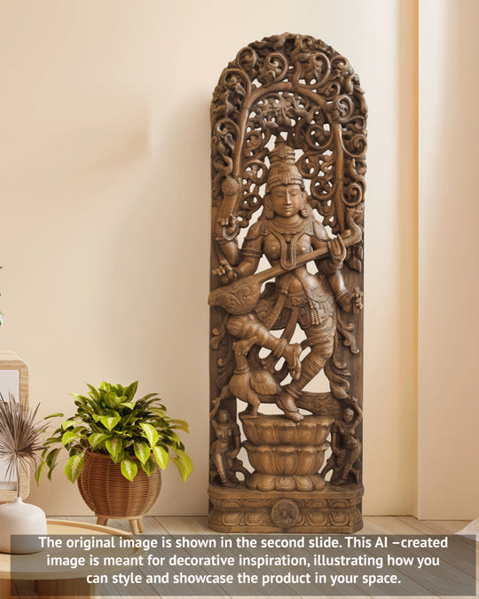 Majestic Goddess Dancing Saraswathi in Jali Design 72"