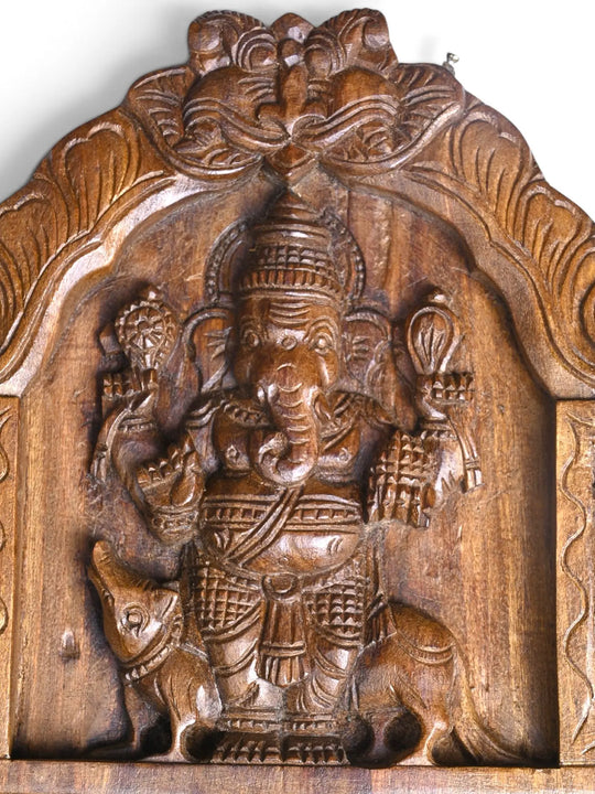 Wooden Ganesh Wall Panel 18"
