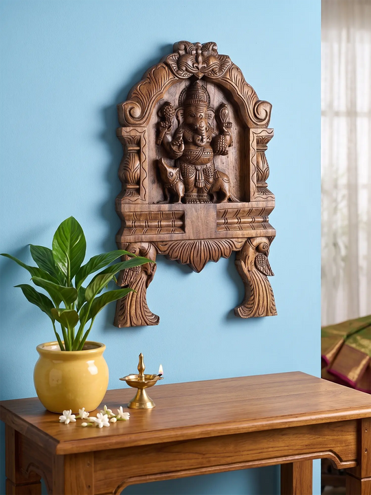 Wooden Ganesh Wall Panel 18"
