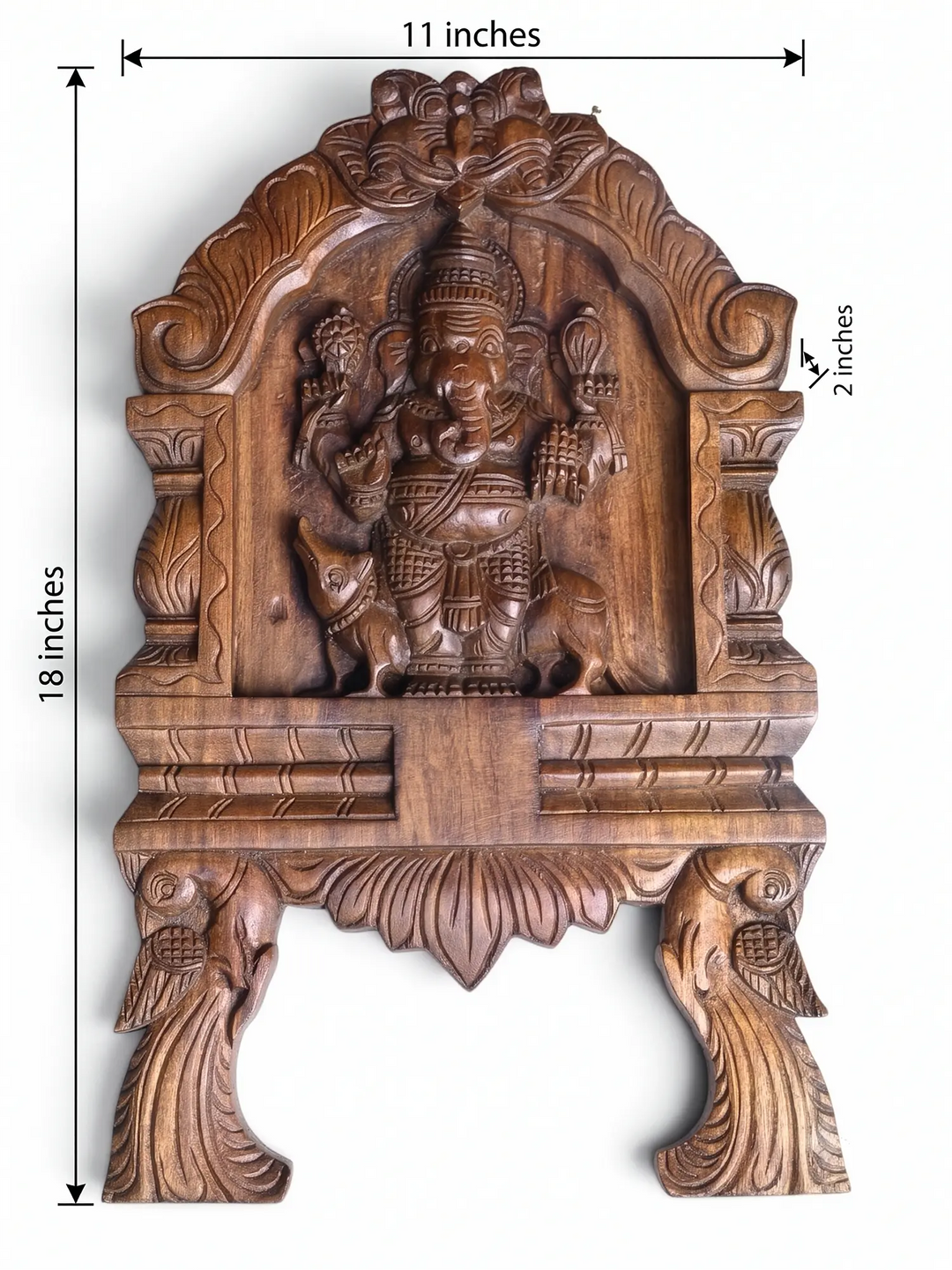 Wooden Ganesh Wall Panel 18"