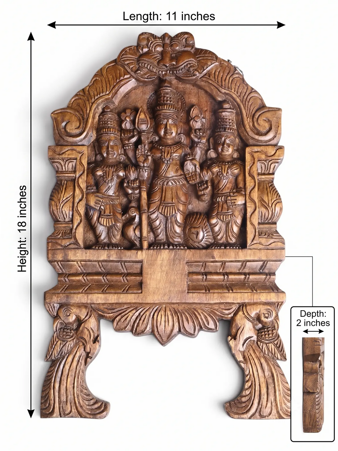 Wooden Murugar Kavadi Panel 18"