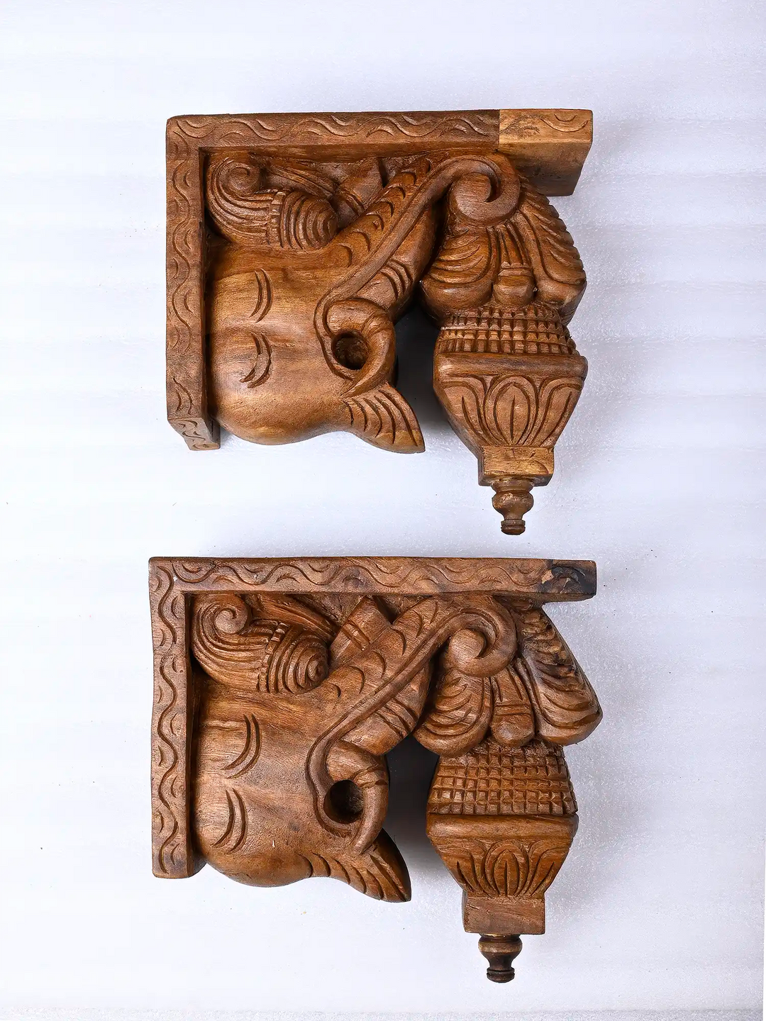 Decorative Wooden Yaali Corbels - Architectural Wall Brackets 9"