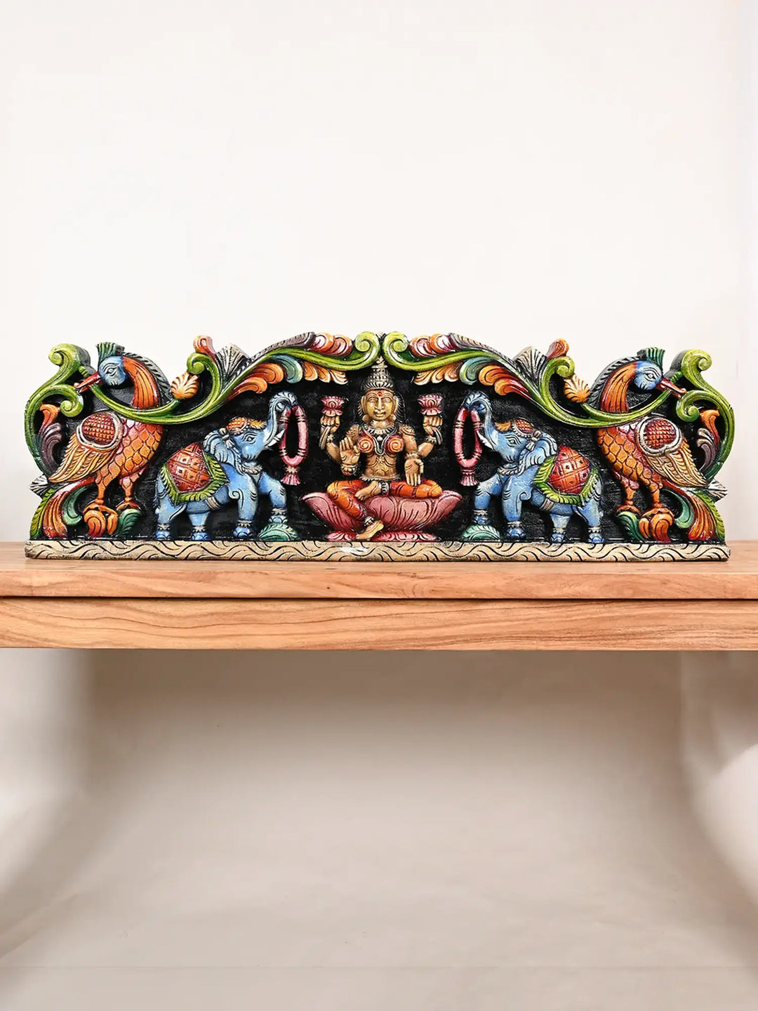 Horizontal Gajalakshmi wooden panel