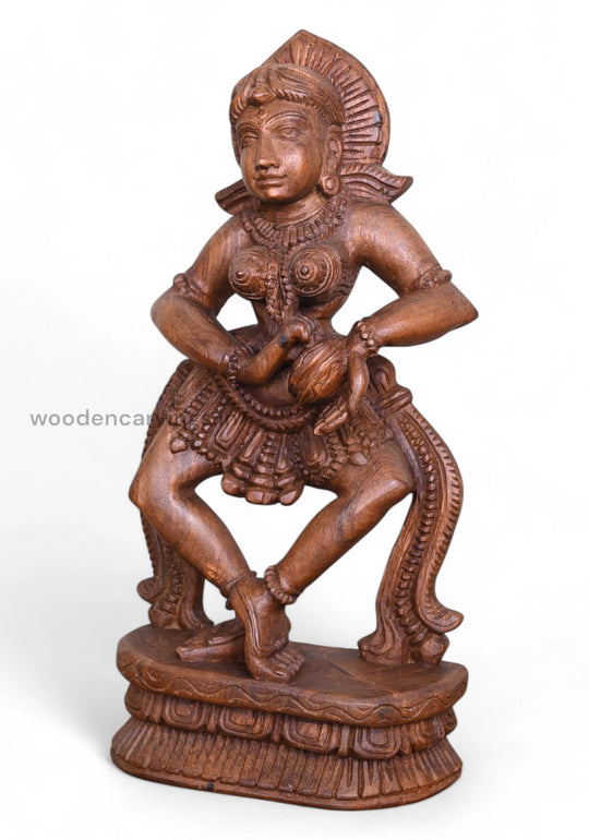 Beautifully Crafted 19" Wooden Apsara Playing Thalam