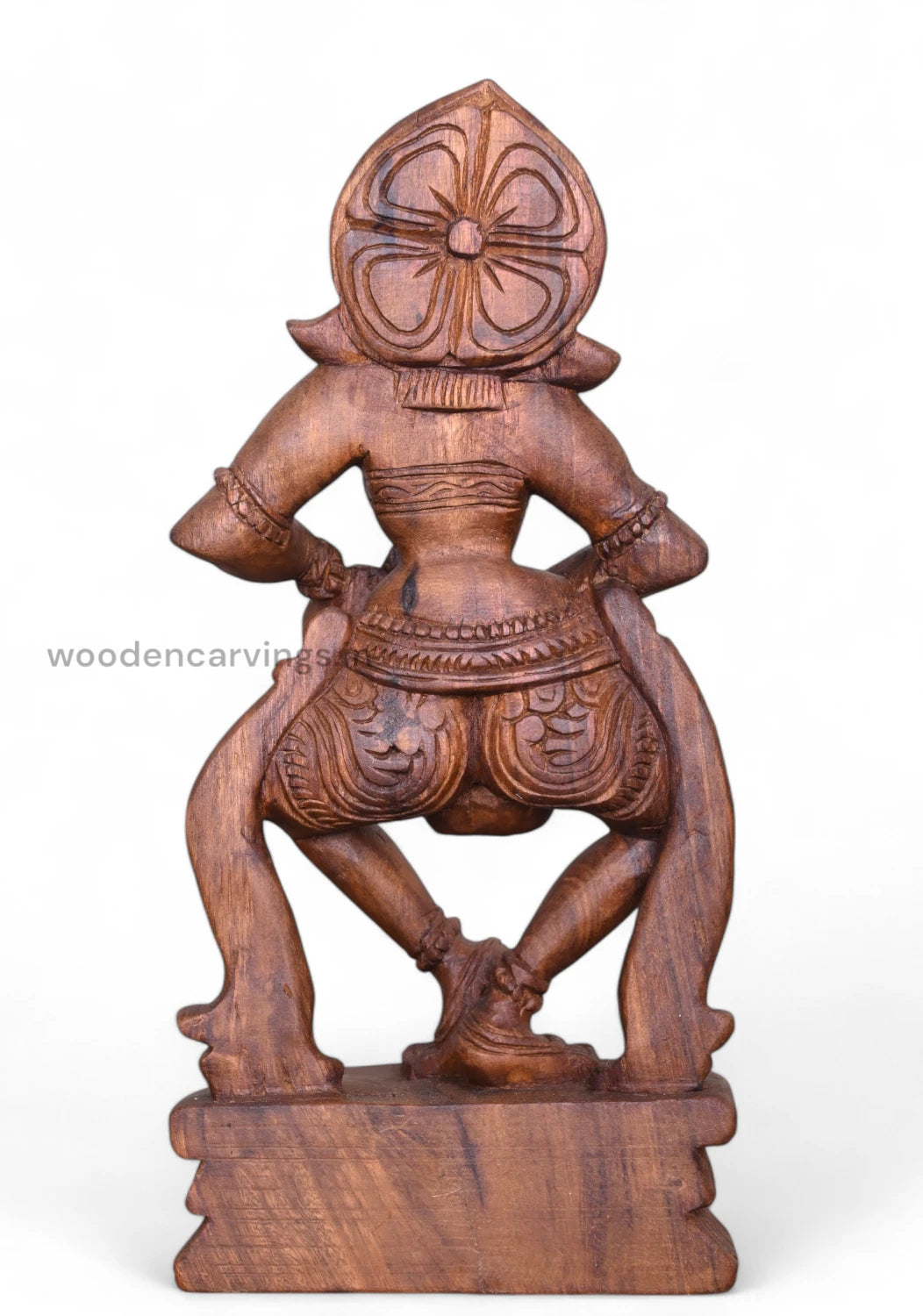Beautifully Crafted 19" Wooden Apsara Playing Thalam