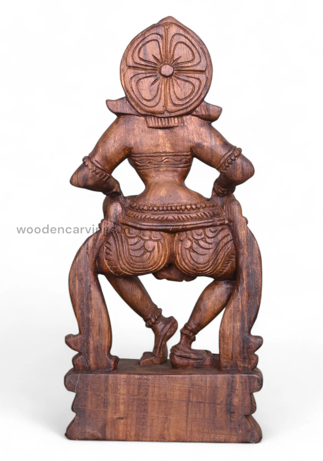 Amazing 19" wooden Apsara sculpture with Dholak, in wax brown finish