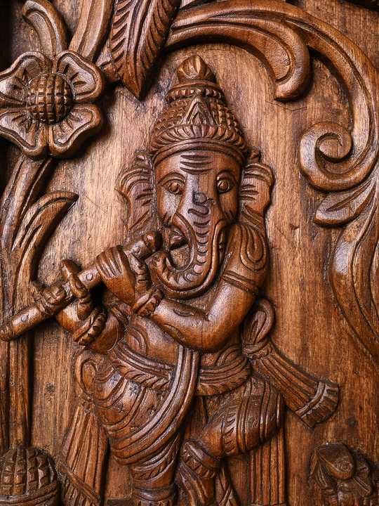 wooden ganapathi wall mount
