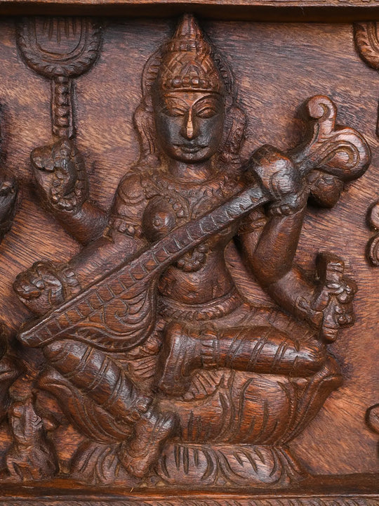 Godess Lakshmi, Saraswaathi and Lord Ganesh Panel 36"