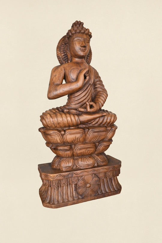 Wooden 3ft Gowthama Buddha statue