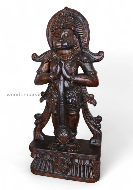 Standing Hanuman Namsthe Wooden Scul