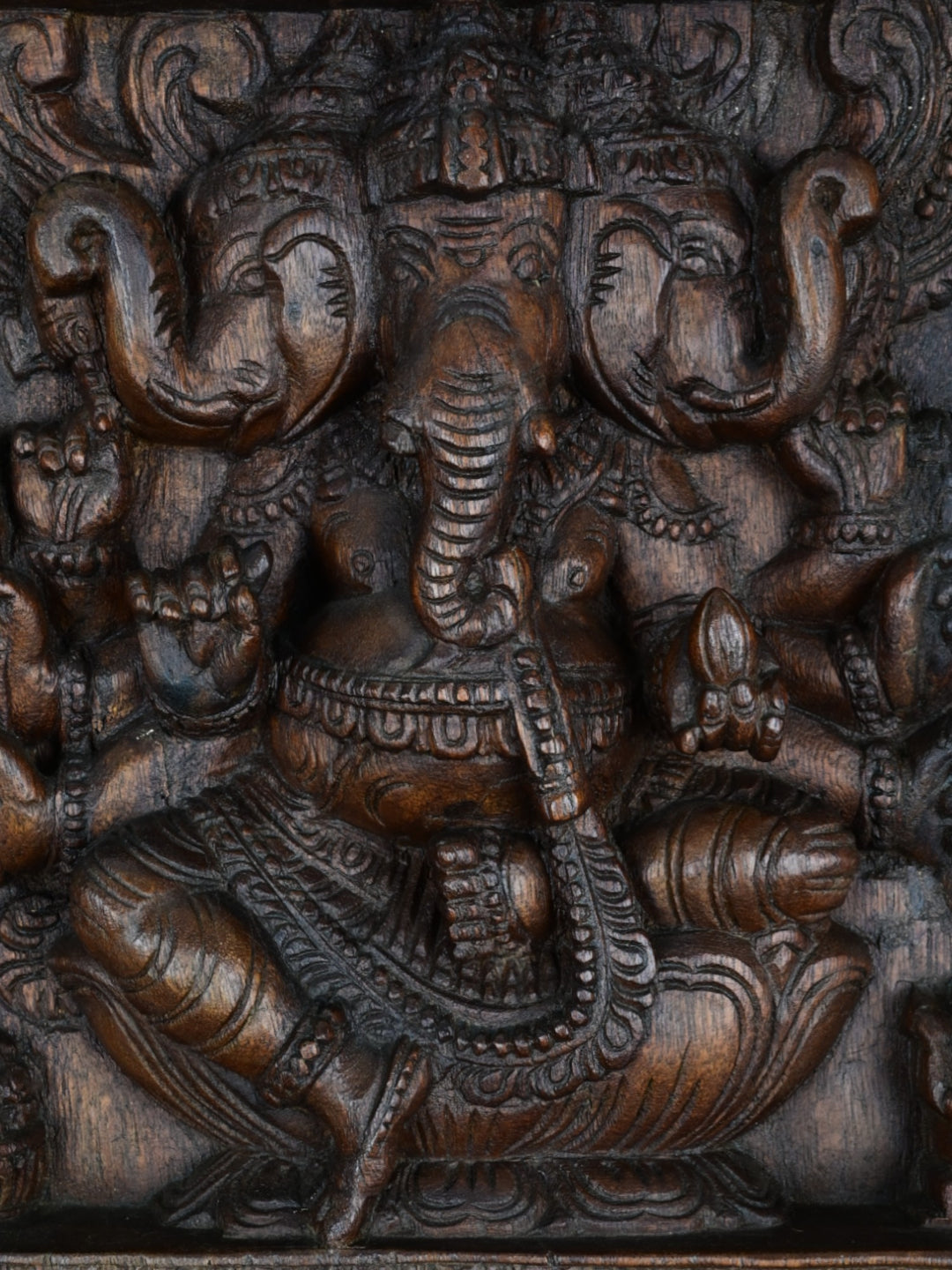 Ganesh Three Diffrent Face wooden vagai wall panal 41"